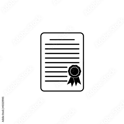 Certificate vector icon. Black illustration isolated for graphic and web design.