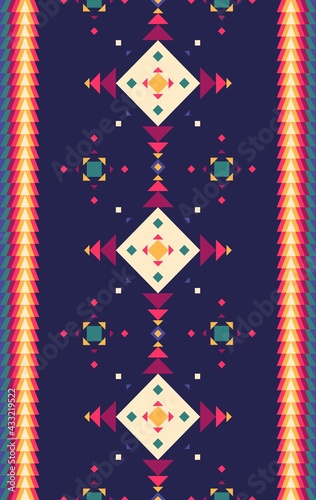 Geometric ornament of rhombuses and triangles in the native American style. Seamless pattern for web, print, textile, wallpaper, card, wrapping paper and background