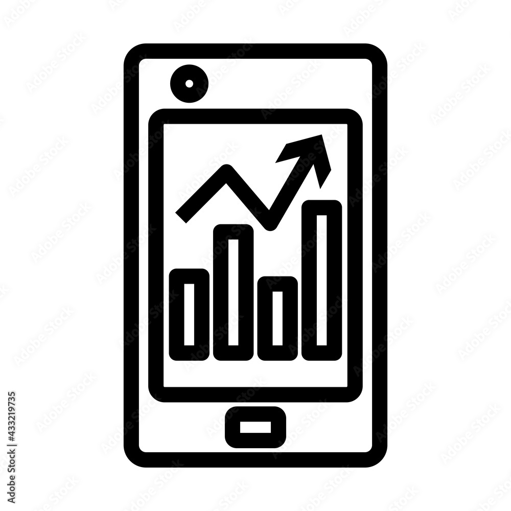 Smartphone With Analytics Diagram Icon Smartphone With Analytics Diagram Icon