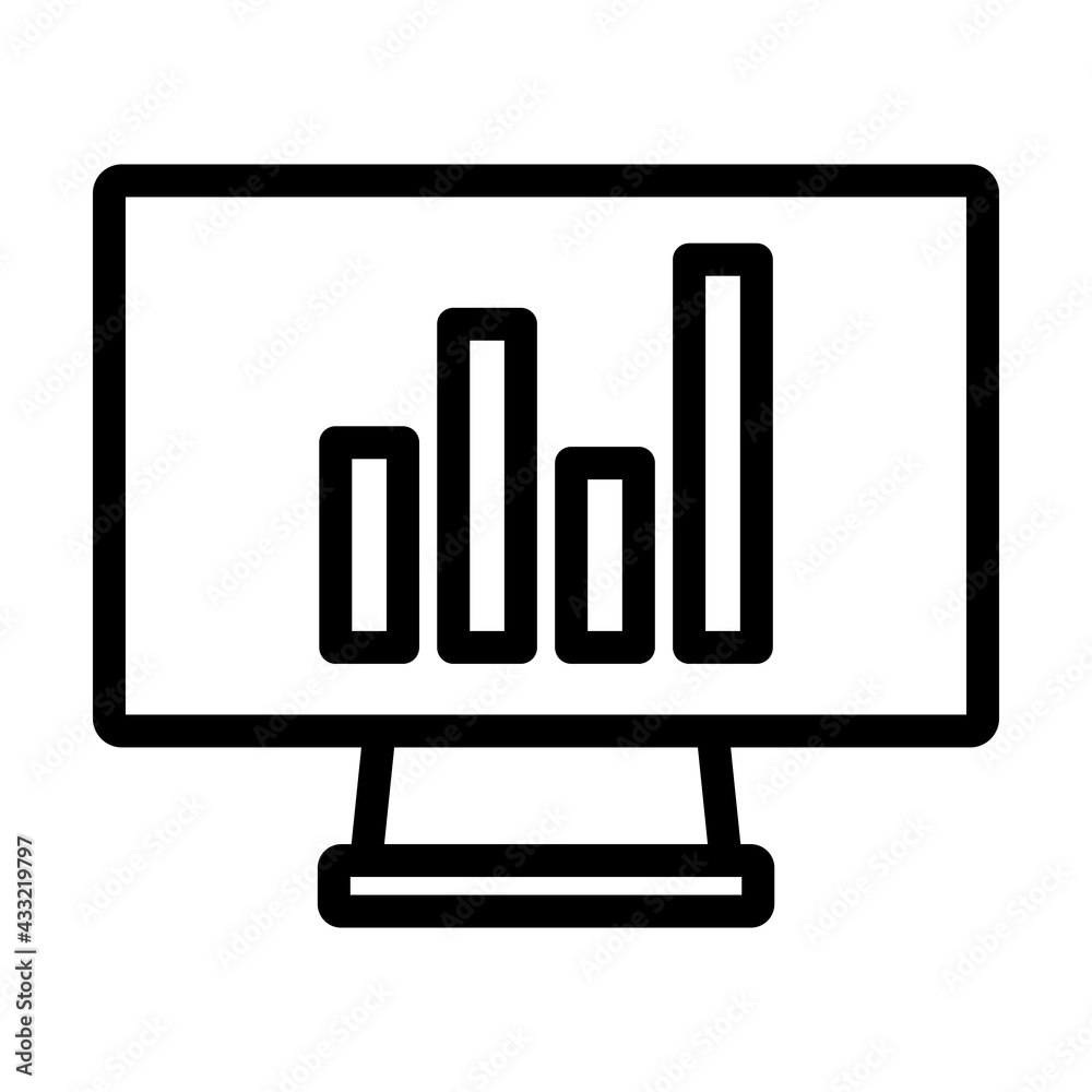 Monitor With Analytics Diagram Icon Monitor With Analytics Diagram Icon