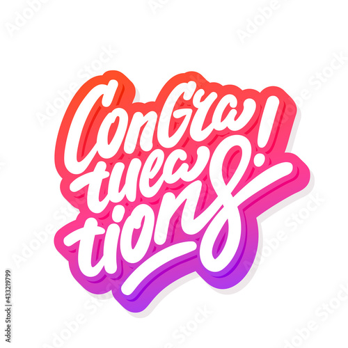 Congratulations. Vector handwritten lettering card. Vector illustration.