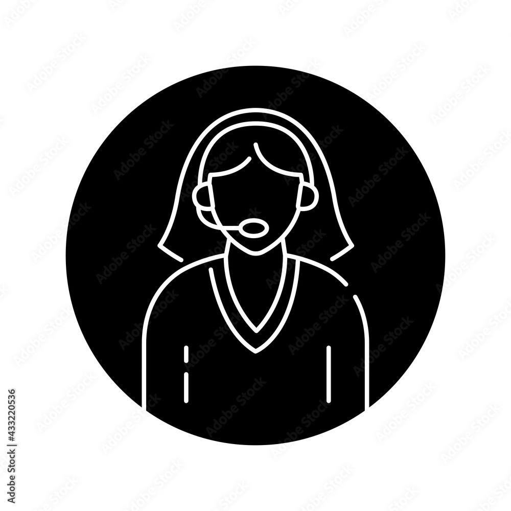 Operator black glyph icon. Pictogram for web page, mobile app Operator black glyph icon. Pictogram for web page, mobile app