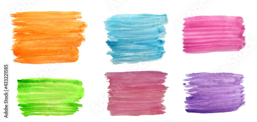 set of watercolor strokes
