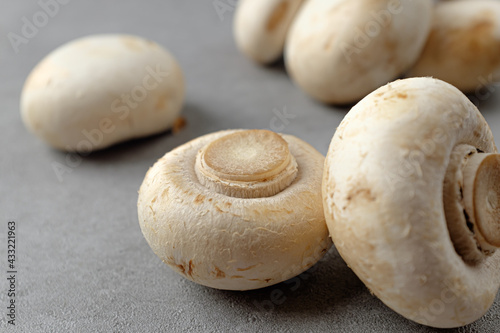 Edible small white button mushrooms