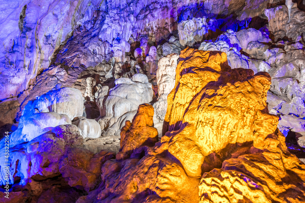 Colorful lighted Kosekbuku Asthma Cave in Anamur Colorful lighted Kosekbuku Asthma Cave in Anamur