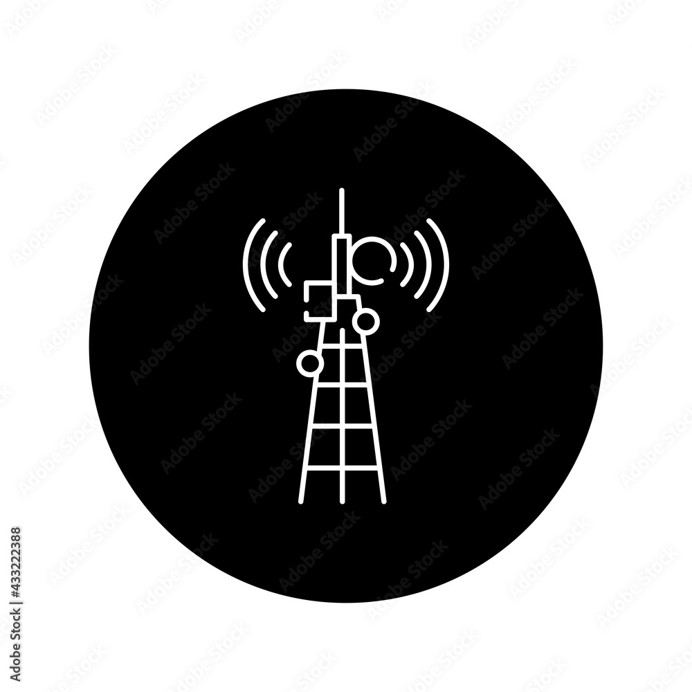 Broadcast black glyph icon. Pictogram for web page, mobile app Broadcast black glyph icon. Pictogram for web page, mobile app