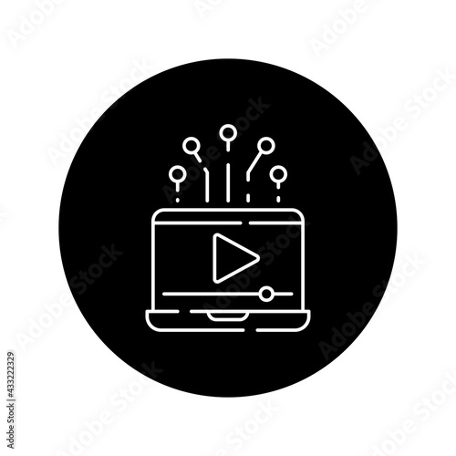 Streaming service black glyph icon. Pictogram for web page, mobile app