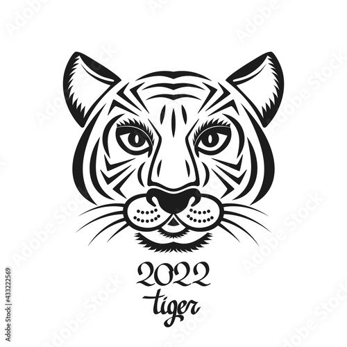 geometric tiger face symbol of 2022. Chinese New Year concept for the signs of the zodiac