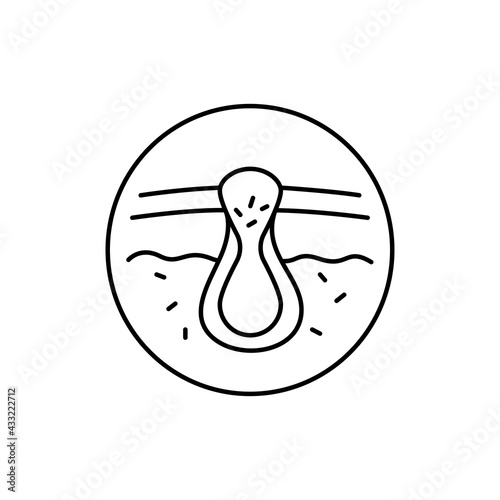 Blackhead black icon. Dermatology disease. Isolated vector element.