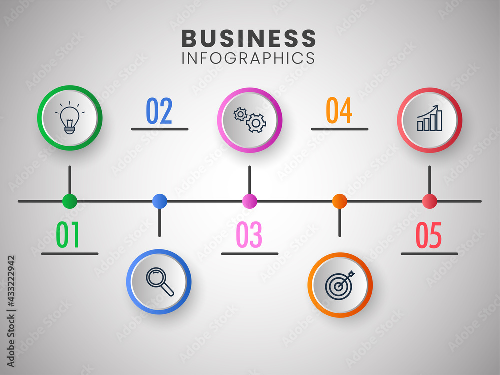 Presentation Business Infographics Template Layout With Five Options.