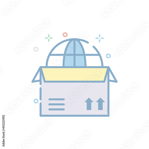 World Wide Delivery Vector Filled Outline icon. EPS 10 file