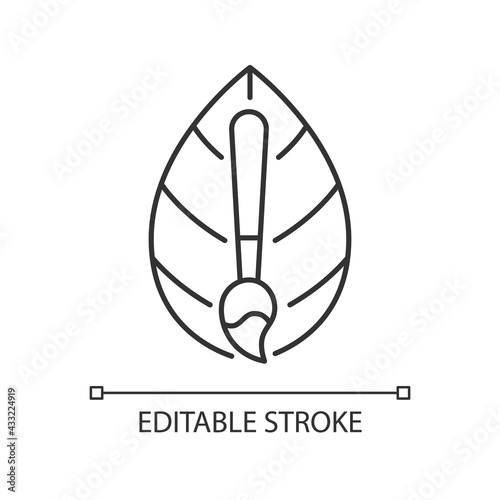 Natural dye textile linear icon. Healthy lifestyle staining material option. Fiber dyeing. Thin line customizable illustration. Contour symbol. Vector isolated outline drawing. Editable stroke