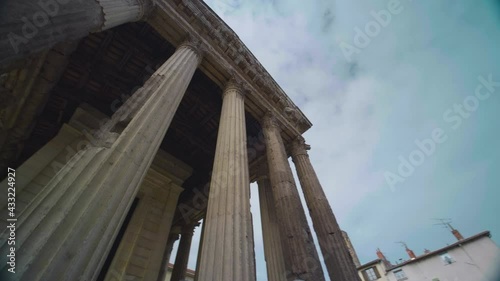 vienne, temple auguste Livie, drone,  architecture, bâtiment, colonne, house of god, vieux, repère, ville, ciel, colonne, pierre, romain, rome, france, ancien, roma, europe, panthéon, voyage, façade,  photo