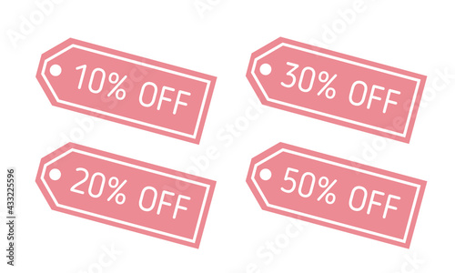 Set of pink discount label tags
