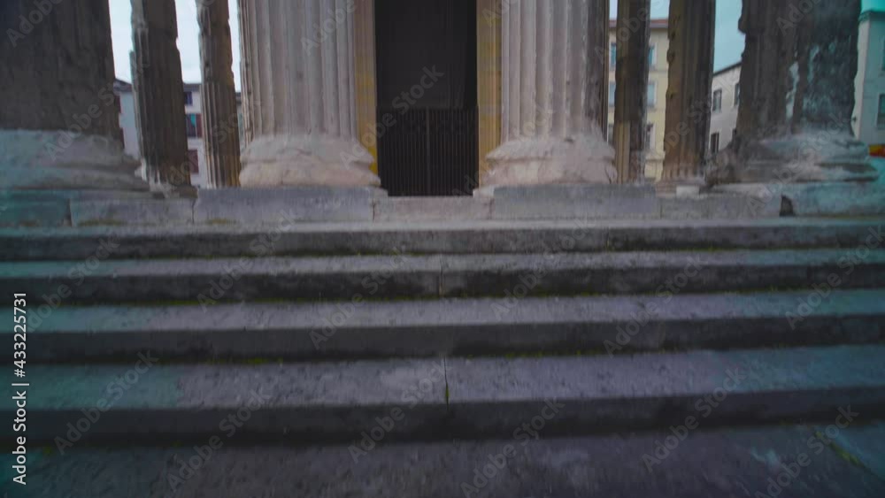 vienne, temple auguste livie, drone, architecture, bâtiment, colonne, house of god, vieux, repère, ville, ciel, pierre, romain, rome, france, ancien, roma, europe, panthéon, voyage, façade, temple, le