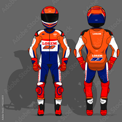 Motorcycle moto racing uniform design set mock up vector