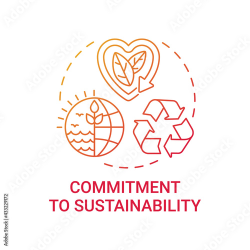 Commitment to sustainability concept icon. Corporate value idea thin line illustration. Company strategy. Environmentalism. Reducing energy consumption. Vector isolated outline RGB color drawing