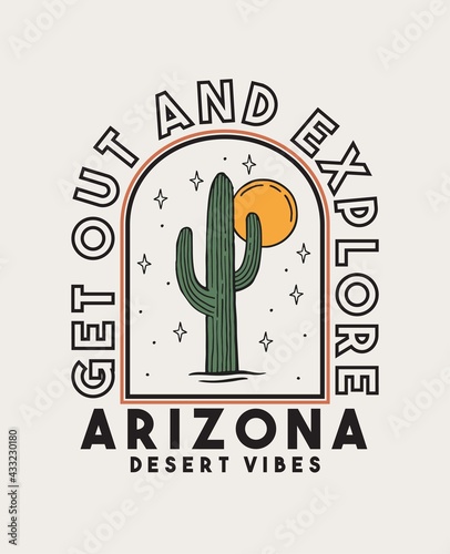 Arizona desert theme vector artwork for t-shirts prints, posters, and other uses.