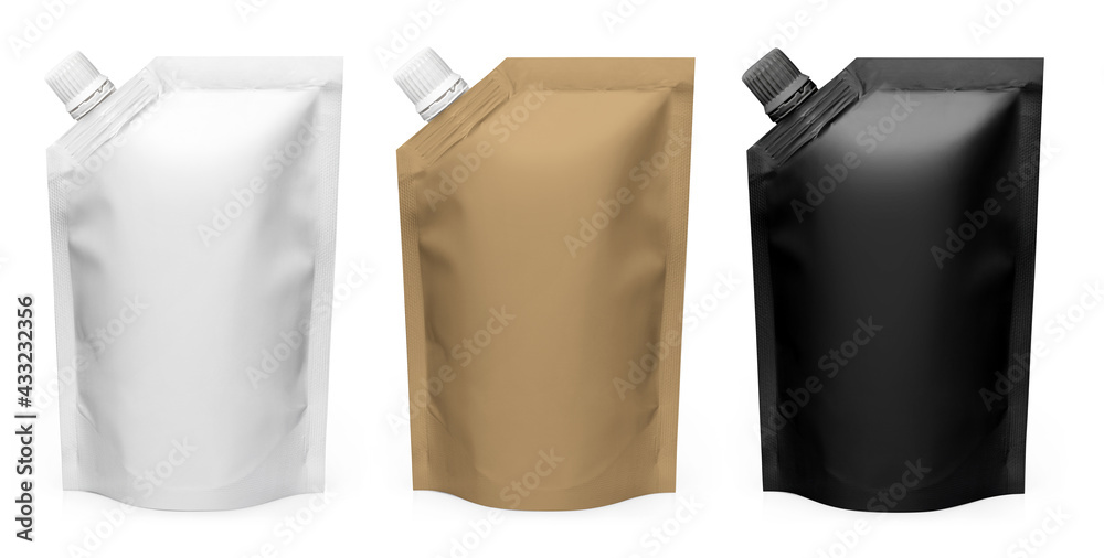 Collection of doypacks, isolated on white background