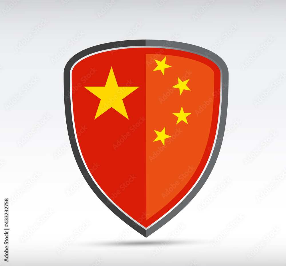 Shield icon with state flag of China Shield icon with state flag of China