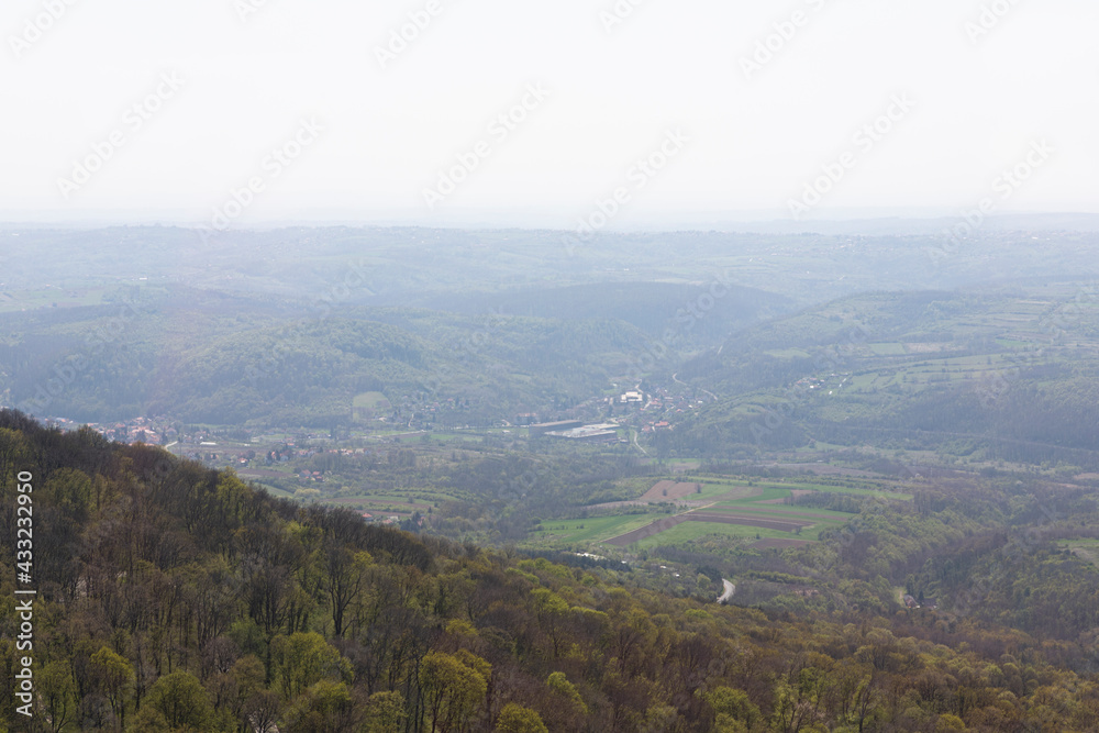 Panoramic view from Avala Tower near Belgrade, Serbia