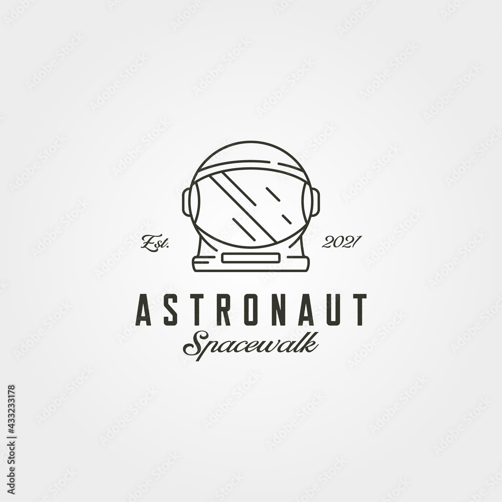 astronaut helmet head logo line art vector symbol illustration design