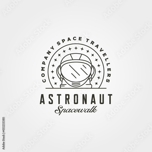 vintage astronaut helmet head logo vector symbol with stars illustration design