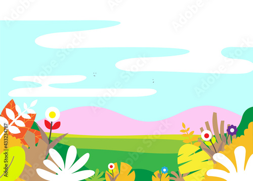 Flat vector illustration. Summer background. Sunny day background