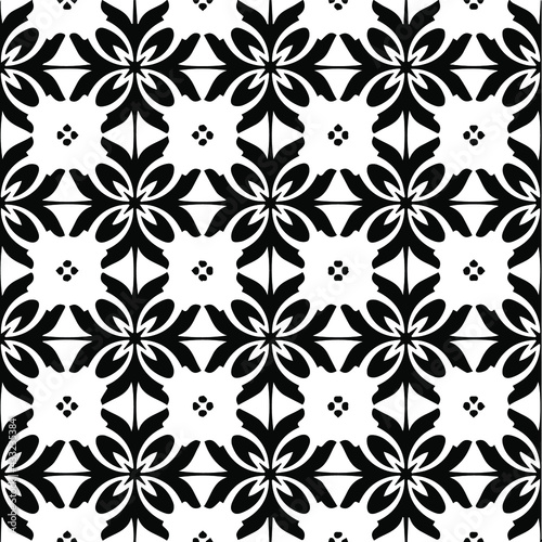 Geometric vector pattern with Black and white colors. Seamless abstract ornament for wallpapers and backgrounds.