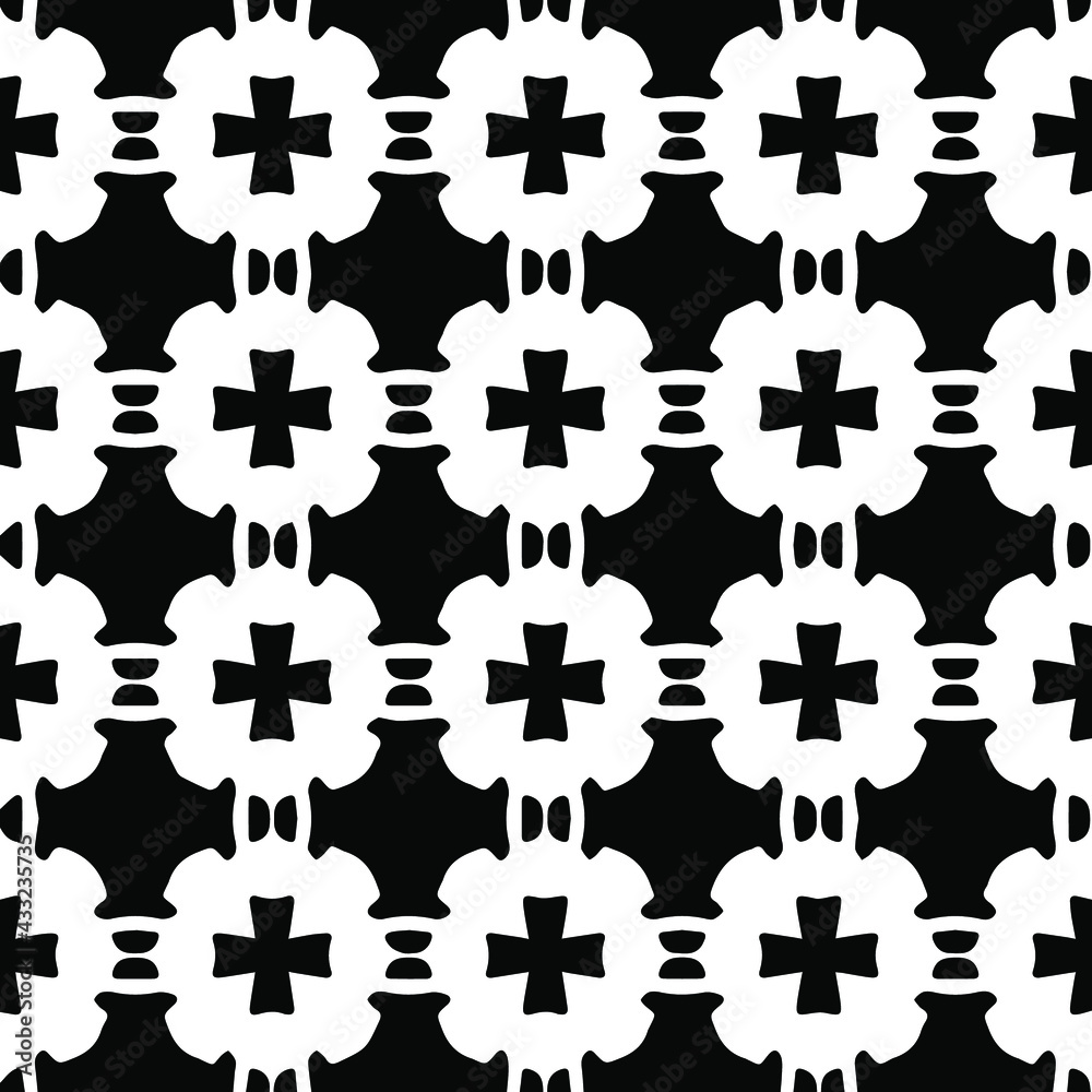 Obraz premium Geometric vector pattern with Black and white colors. Seamless abstract ornament for wallpapers and backgrounds.