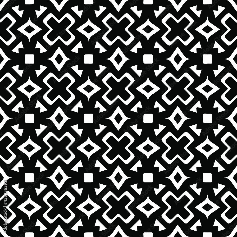 Geometric vector pattern with Black and white colors. Seamless abstract ornament for wallpapers and backgrounds.