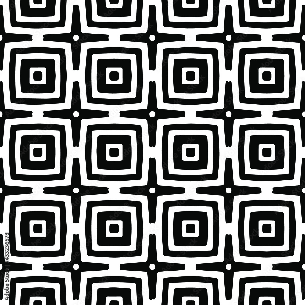 Geometric vector pattern with Black and white colors. Seamless abstract ornament for wallpapers and backgrounds.