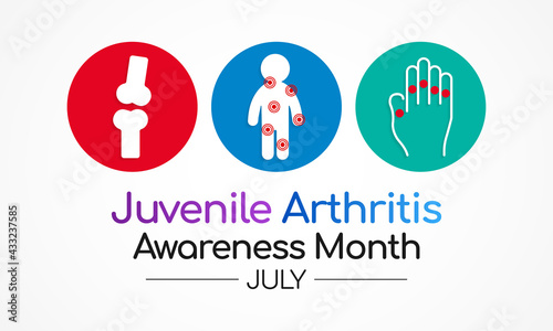 Juvenile Arthritis awareness month is observed every year in July. The most common symptoms of the disease are joint swelling, pain and stiffness, it is usually an autoimmune disorder. Vector art © Waseem Ali Khan