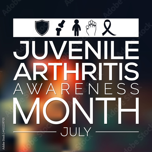 Juvenile Arthritis awareness month is observed every year in July. The most common symptoms of the disease are joint swelling, pain and stiffness, it is usually an autoimmune disorder. Vector art