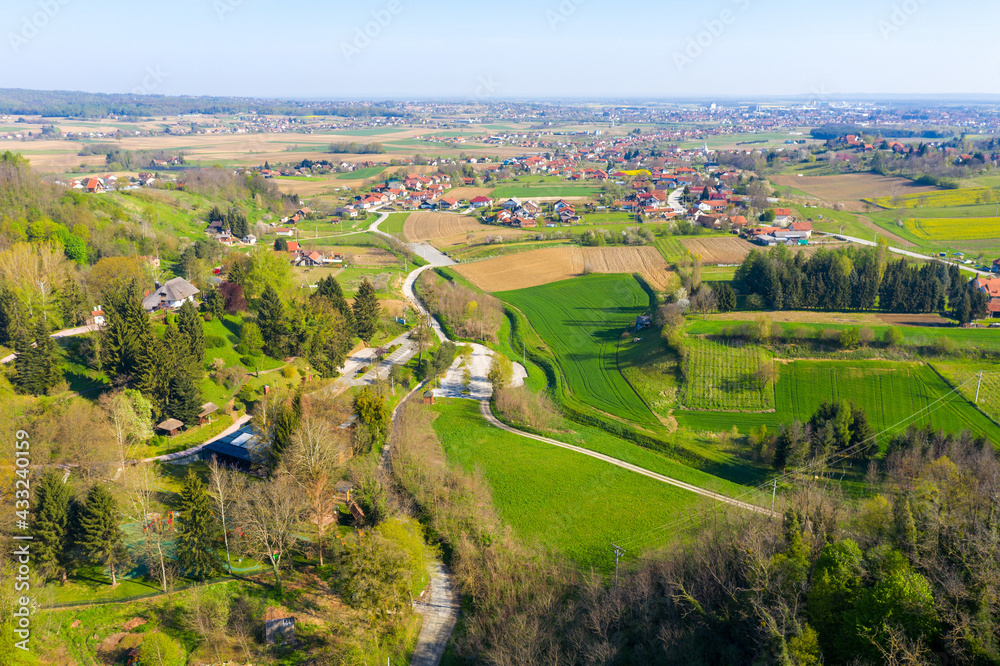  Aerial view of the rural countryside of Croatian north