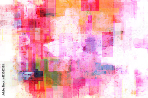 Digital painting, pink texture, bright computer graphic. Colorful modern art background. Surreal artwork in geometric style and dark accents