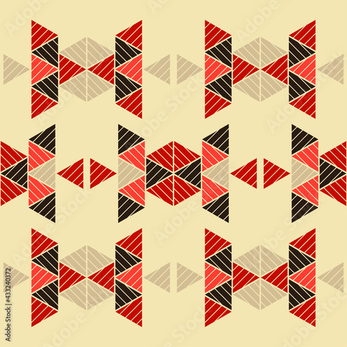 Mexican plaid. Navajo. Seamless pattern. Design with manual hatching. Textile. Ethnic boho ornament. Vector illustration for web design or print.