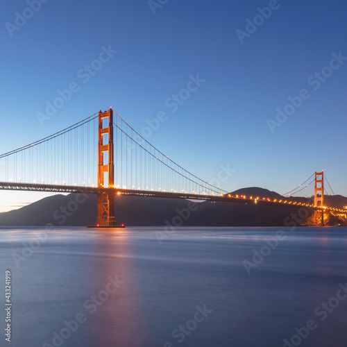 The Golden Gate Bridge at dusk, San Francisco, California, USA.