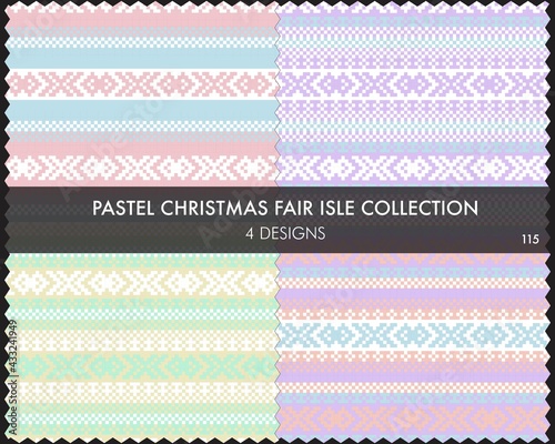 Pastel Christmas Fair Isle Seamless Pattern Collection