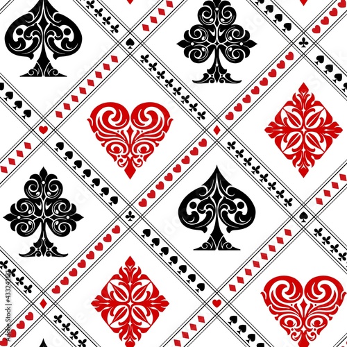 Playing cards suits seamless pattern
