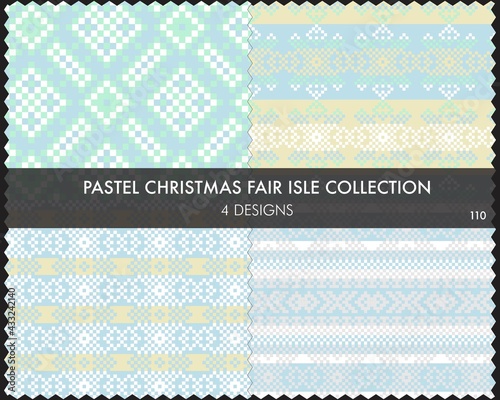 Pastel Christmas Fair Isle Seamless Pattern Collection