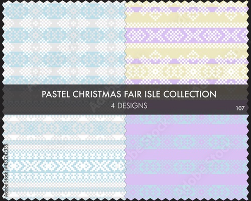 Pastel Christmas Fair Isle Seamless Pattern Collection