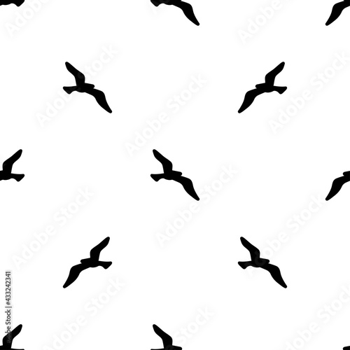 Seamless patterns. Seagulls isolated on white.
