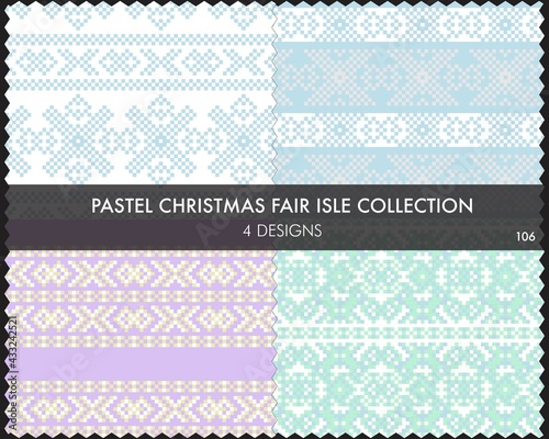 Pastel Christmas Fair Isle Seamless Pattern Collection