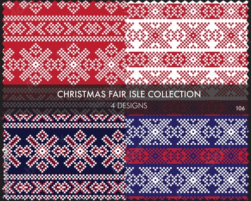 Christmas Fair Isle Seamless Pattern Collection