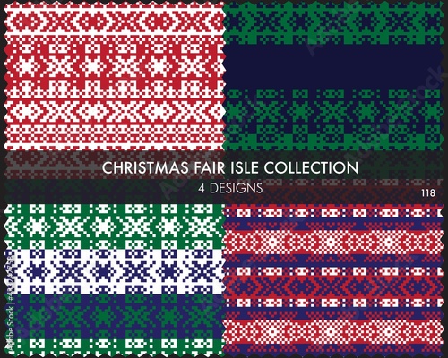 Christmas Fair Isle Seamless Pattern Collection