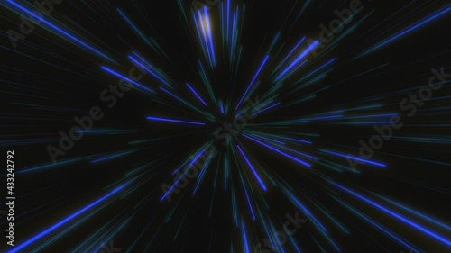 Fast light speed journey in space, hyperspace jump photo