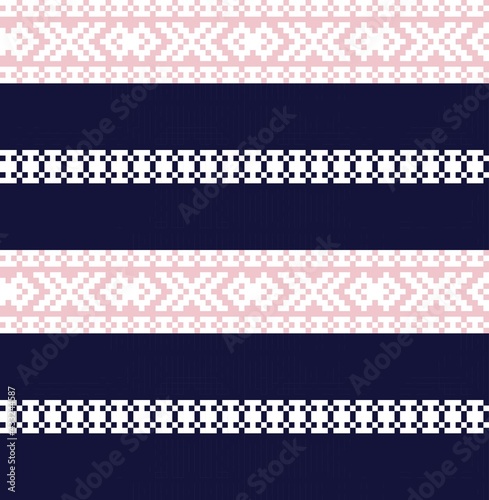 Pink Navy Christmas Fair Isle Seamless Pattern Background