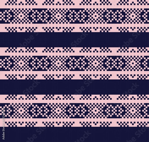 Pink Navy Christmas Fair Isle Seamless Pattern Background