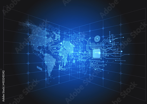 Digital world model in octagon pattern for computer display or digital media.